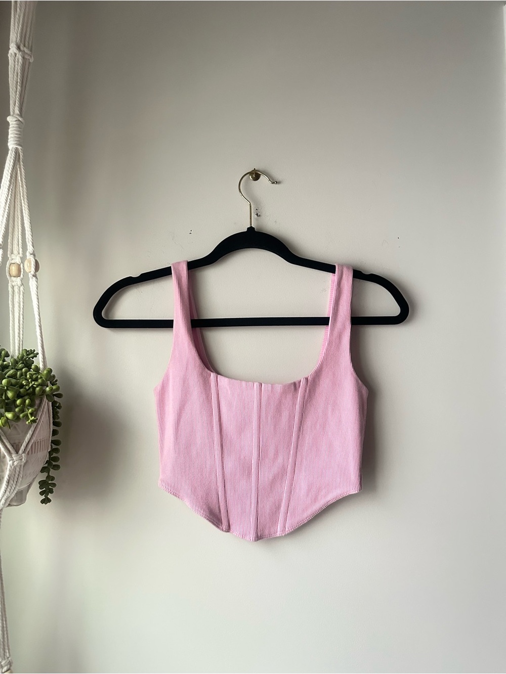 Princess Polly Pastel Pink Square-Neck Corset Crop Tank
